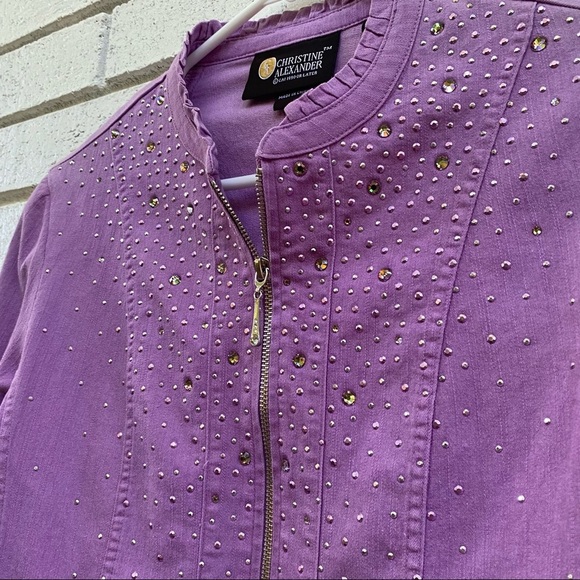 CHRISTINE ALEXANDER | Purple Bling Bedazzled JACKET Small - Picture 5 of 5